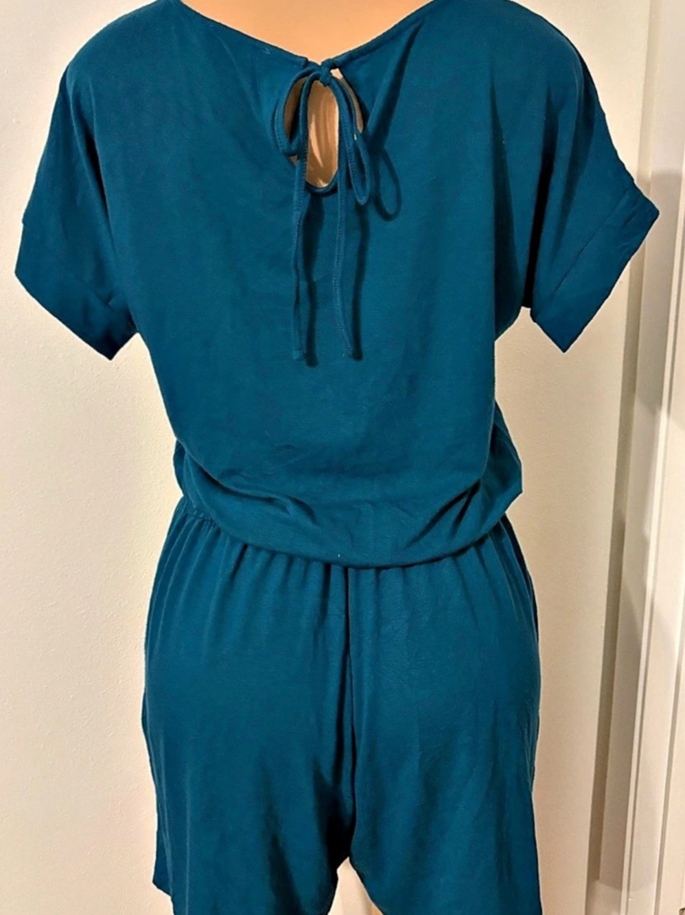 ZENANA Short Sleeve Romper in Blue Size Medium Like New